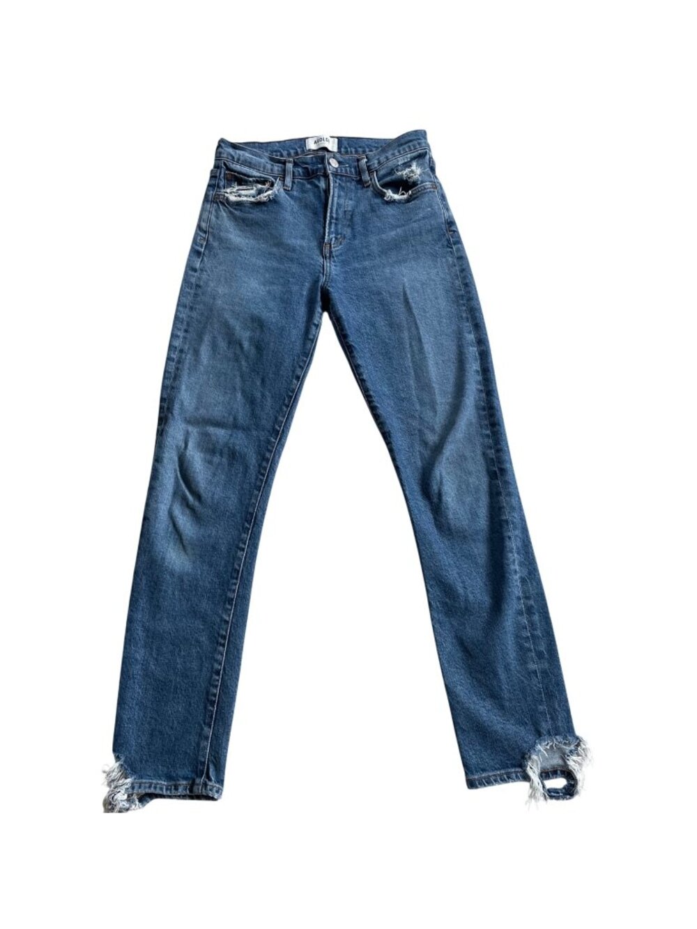 Agolde Toni Jeans Distressed High-Rise Slim Skinny  Size 25 Medium Wash